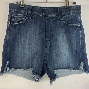 Judy blue pull on denim shorts, super cute frayed hem and  modest length!